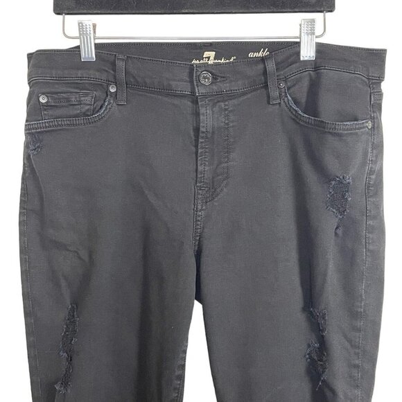 7 for all Mankind Jeans Women's 32 Ankle Gwenevere Black‎ Distress - Picture 2 of 9